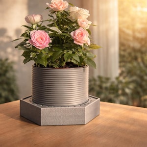 Decorative plant pot with nut-shaped base – customizable on 6 sides