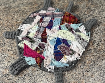 Scrap Shell Schildkröte | Upcycled Spültuch & Topflappen | Wiederverwendbares Küchentuch | Handgemachtes umweltfreundliches Zuhause