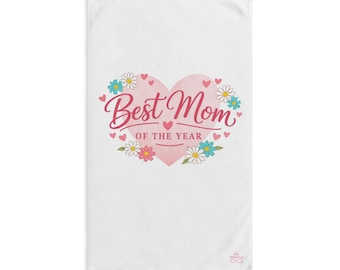 Toalla de mano "Mejor Mamá del Año" / Corazón Floral - Día de la Madre