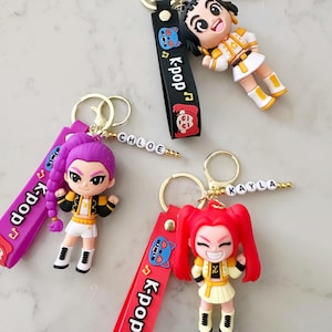 Personalized Backpack Charms Keychain Kpop Demon Hunters Inspired Gift Huntrix Birthday Party Kids Toddlers Easter Gift Party Favors