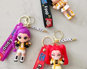 Llaveros personalizados para mochilas, inspirados en Kpop Demon Hunters, regalo para fiestas de cumpleaños infantiles, graduaciones y recuerdos de fiesta.