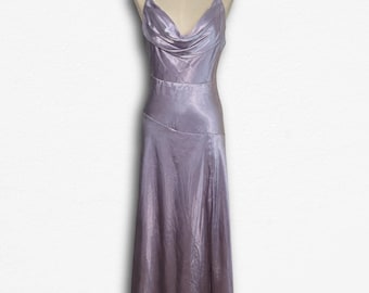 Suknia wieczorowa Galina Signature Lavender Satin Cowl Neck Maxi, rozmiar 18, kolor fioletowy