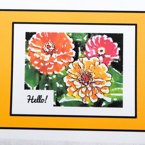 Abstract Colorful Paintings of Zinnias - Notecards
