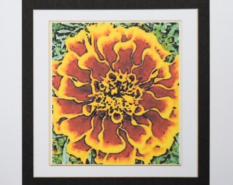Watercolored Textured Marigolds Just for You - Notecards
