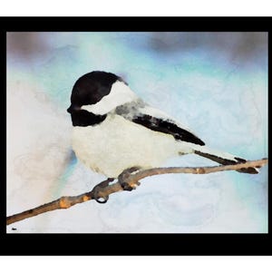 Aquarelle primitive de mésanges en hiver - Cartes pour correspondance