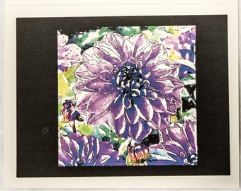 Watercolor Paintings of Dahlias - Notecards