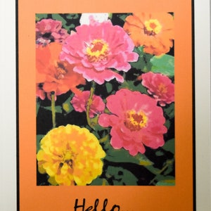 Painted Zinnias Saying Hello - Notecards