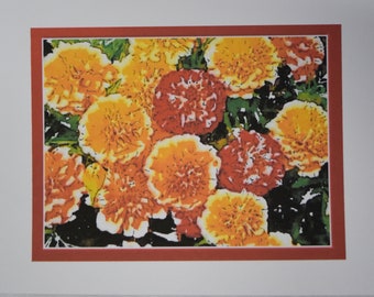 Watercolor Paintings of Marigolds - Notecards