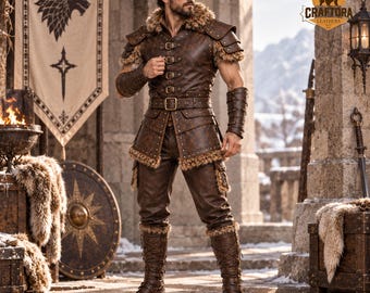 Viking Leather Armor Set, Men's Medieval Warrior Costume, Genuine Leather LARP Cosplay Outfit, Norse Viking Costume, Fantasy Armor