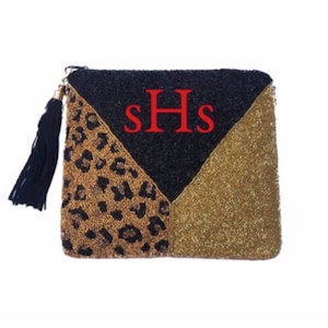 Bolsa de leopardo con cuentas personalizada