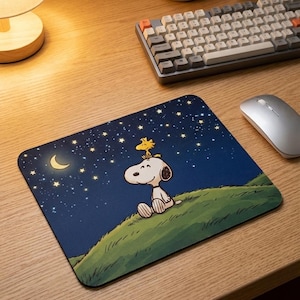 Snoopy och Woodstock Stargazing musmatta | Rektangulär skrivbordsmatta