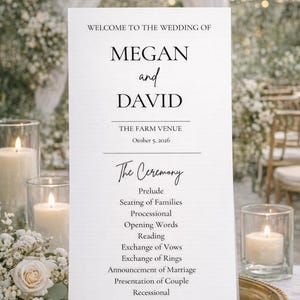Plantilla de programa de ceremonia de boda, minimalista y clásica (descarga digital)
