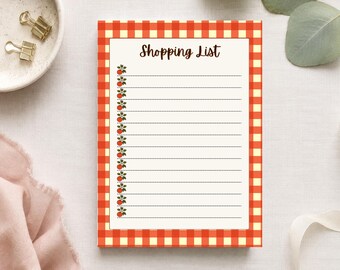 Tomato Shopping List Notepad, 4x6 Grocery Pad, Kitchen Memo Pad, 25 Pages