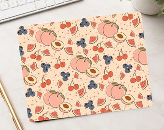 Summer Fruit Mouse Pad, Hand Drawn Desk Mat, Colorful Office Decor