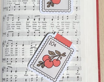 Magnetic Bookmarks | Cherry Stamp Design, Holographic Laminate (Digital Download)