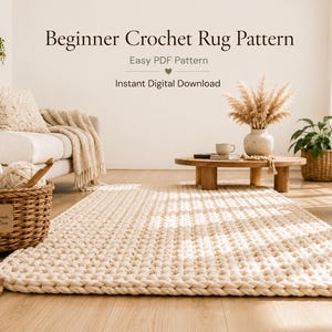 Teppich Muster für Anfänger | Einfaches PDF-Tutorial | Chunky Boden-Matte | Super voluminöses Garn