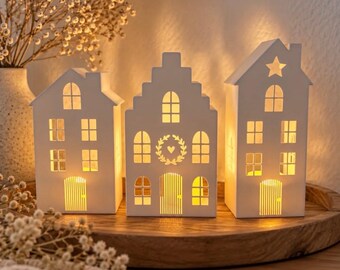 Conjunto de 3 casas navideñas