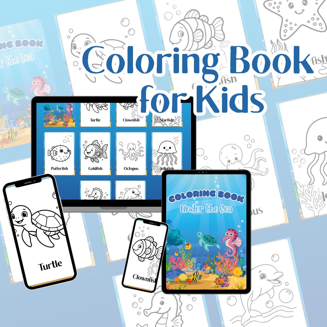 Under the Sea Coloring Book for Kids – Ocean Animals, Fun Marine Life ...