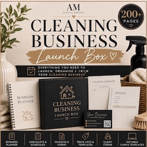 Startpaket für Reinigungsunternehmen | Businessplaner für Reinigungsunternehmen | Bearbeitbare Canva-Vorlagen | Kundenformulare | Rechnungspaket | Business-Kit