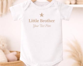 Little Brother Star Bodysuit, Personalized Sibling Announcement Onesie