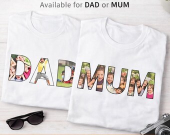 Personlised DAD T-Shirt | Dad Mum  Letter Collage Tee