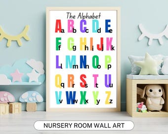 Kids Alphabet Numbers Shapes Colours Learning Poster (Digital Download)