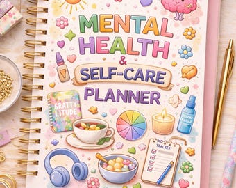 Mental Health Self-Care Planner | Mood Anxiety Tracker, Wellness Journal (PDF)