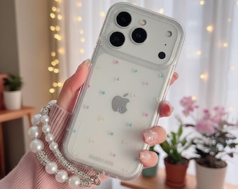 Clear Star iPhone Case with Chain Pendant, Shockproof Protective Cover for iPhone 17-14