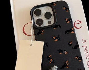 Minimalist Dachshund iPhone Case, Sausage Dog Matte TPU Cover for iPhone Models