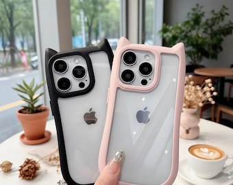 Silicone Cat Ear iPhone Case: Transparent Shockproof Cover for iPhone 11-17