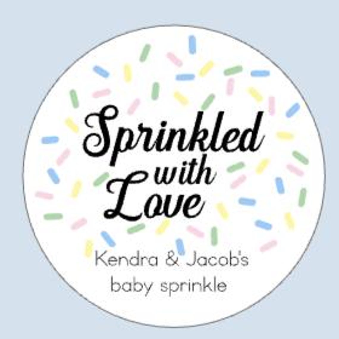 Sprinkle Container Sticker Sprinkled With Love Baby Sprinkle Stickers, Personalized Favor Labels ...