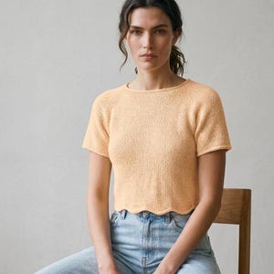 Strickanleitung PDF Raglantop, wellenförmiger Saum, kurze Reihen verkürzen (Instant Download)