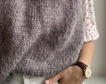 Modello PDF per gilet a slip-on comodo, capo a strati in lana merino e mohair spessa (download immediato)