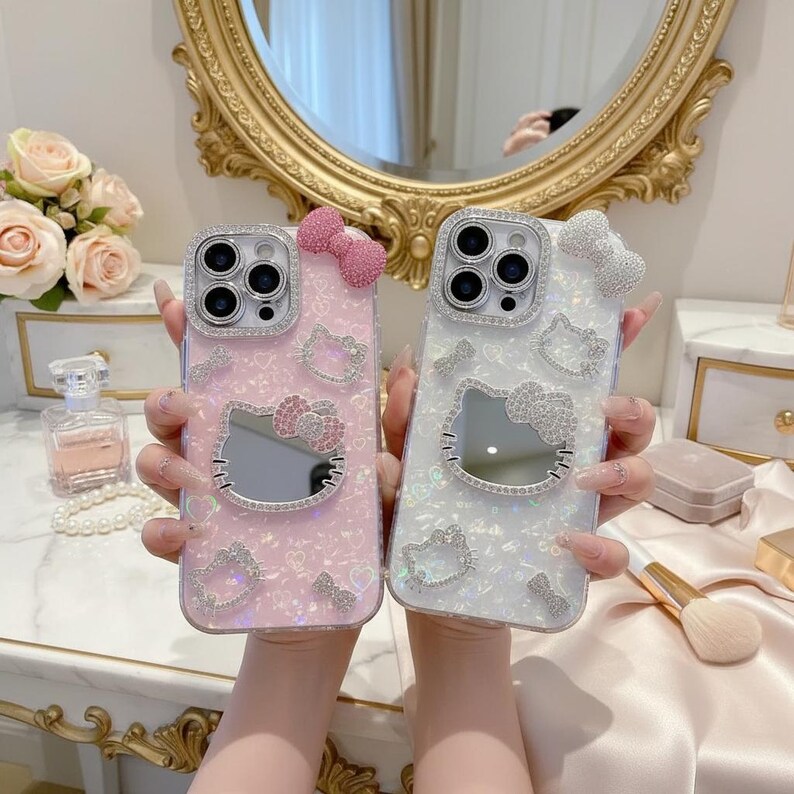 Sanrio Hello Kitty Glitter with Makeup Mirror Phone Case For iPhone image 2