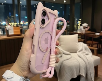 Cat Ear Phone Case with Wrist Strap for iPhone