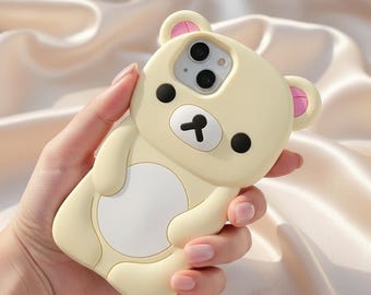 3D Bear Silicone iPhone Case – Soft Girl Kawaii Phone Protection