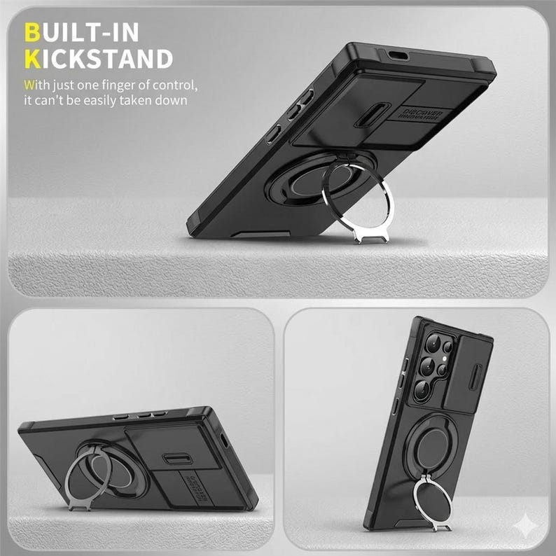 Slide Camera Protection Magnetic Stand Phone Case for Samsung image 4