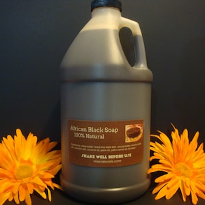 African Black Liquid Soap Unscented 1/2 Gallon Jug (64oz) 100% Natural