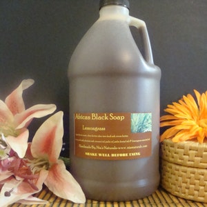 Lemongrass African Liquid Black Soap - 1/2 Gallon Jug
