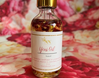 Yoni Oil Naked (Fragrance Free) 100% Natural with Vitamin E 2oz Dropper