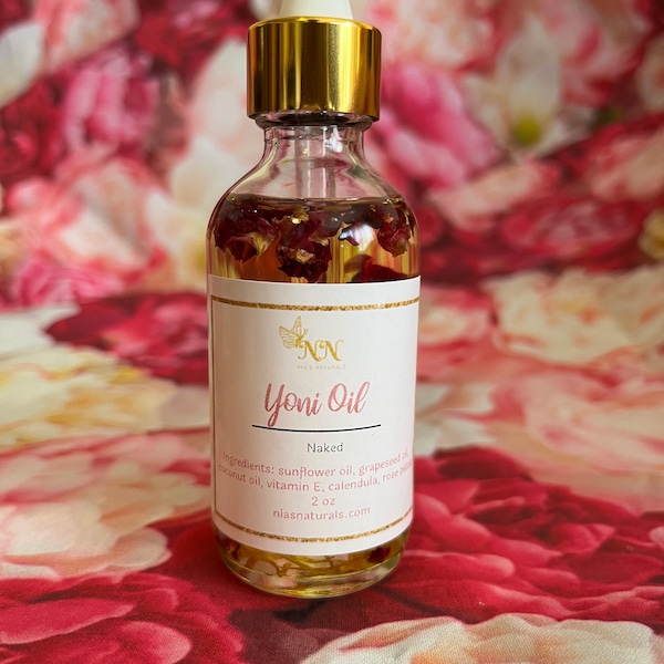 Yoni Oil Naked (Fragrance Free) 100% Natural with Vitamin E 2oz Dropper