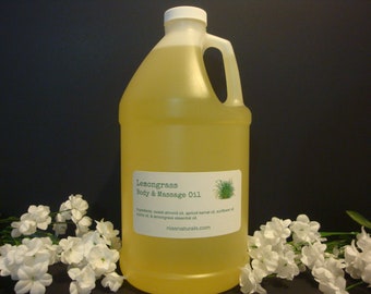 Lemongrass Body & Massage Oil/Bath Oil BLEND 1/2 Gallon (64oz) 100% Natural