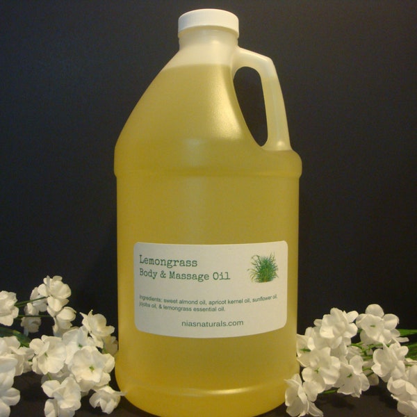 Lemongrass Body & Massage Oil/Bath Oil BLEND 1/2 Gallon (64oz) 100% Natural