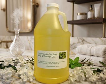 Peppermint & Tea Tree Massage Oil/Hair Oil BLEND (100% Natural) 1/2 Gallon (64oz)