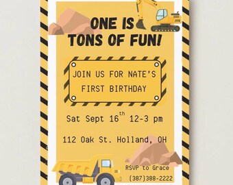 One is Tons of Fun - Birthday Party Invitation