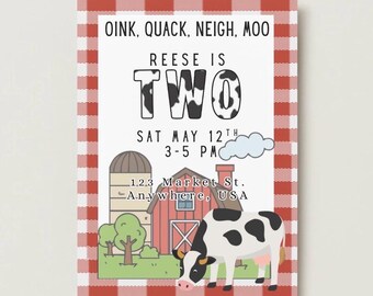 Oink, Quack, Neigh, Moo - Birthday Party Invitation