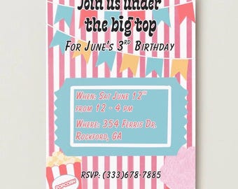 Under the Big Top - Birthday Party Invitation
