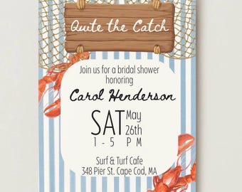 Quite the Catch - Bridal Shower Bundle (invitation and thank you card)