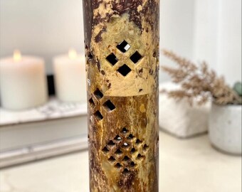 Torre de incienso de esteatita vintage, decoración de aromaterapia en piedra tallada, regalo de meditación para el hogar zen.