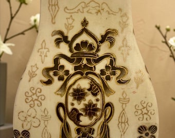 Vintage Chinese porseleinen vaas goud verguld bloemen, decor chinoiserie Hollywood Regency
